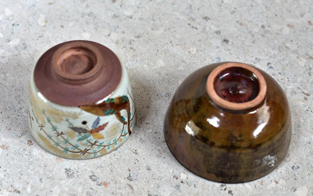 値下げ、春永作、廣州窯鉄釉茶碗2個セット　お茶道具/共箱