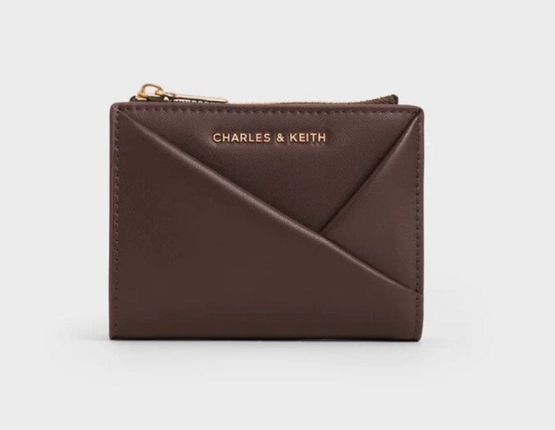 〈新品〉Midori ミドリ ジオメトリックトップジップウォレット ブラウン