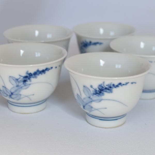 煎茶道 竹籠入り染付煎茶椀22