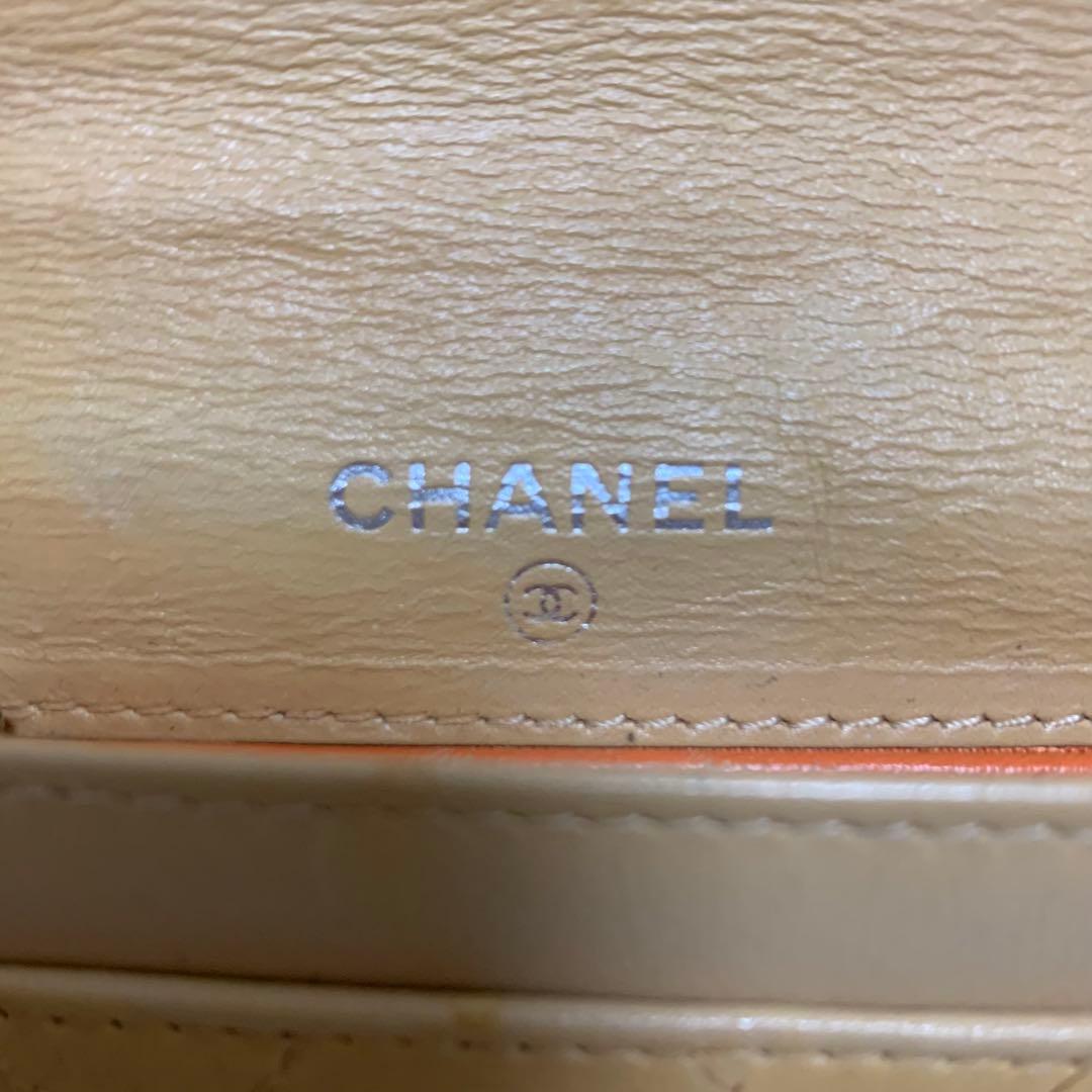 ななシャネル カンボンライン ミニ財布 ラムスキン ベージュ