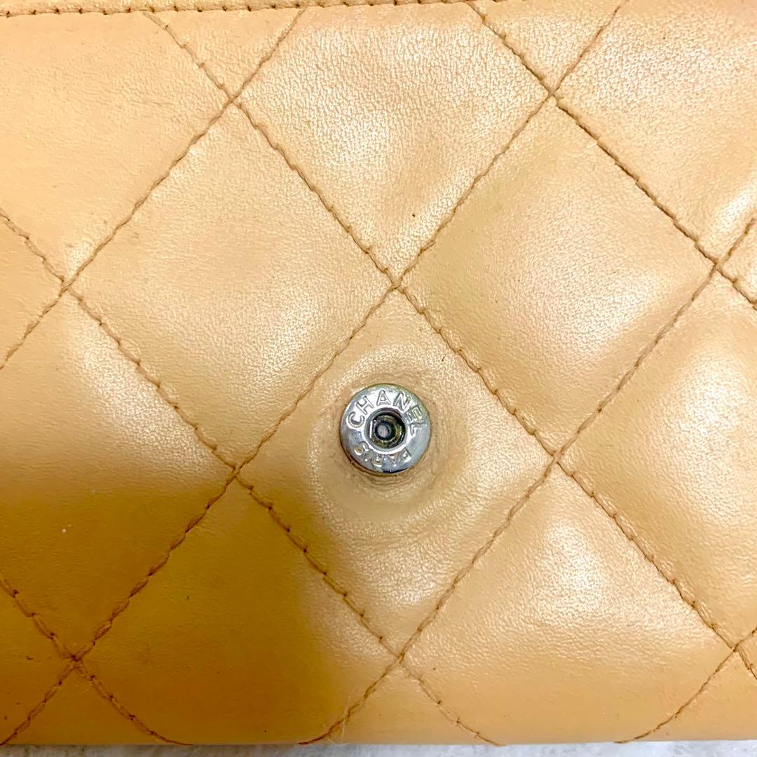 ななシャネル カンボンライン ミニ財布 ラムスキン ベージュ