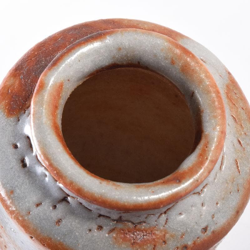 茶道具　鼠志野　林英仁作　茶入　仕覆2点付　共箱　V　7452