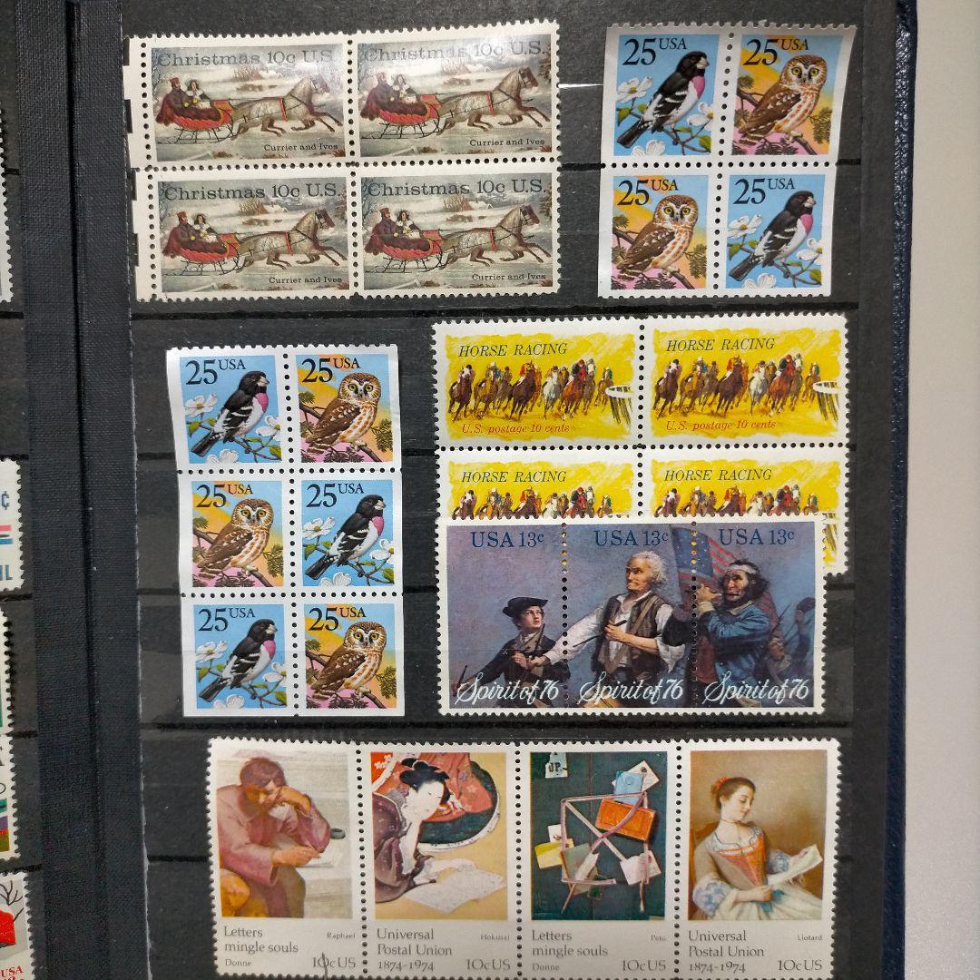 2115 外国切手 アメリカ 大量16ページ分未使用 田型多数 アルバム付き