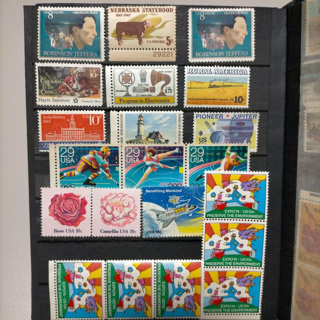 2115 外国切手 アメリカ 大量16ページ分未使用 田型多数 アルバム付き
