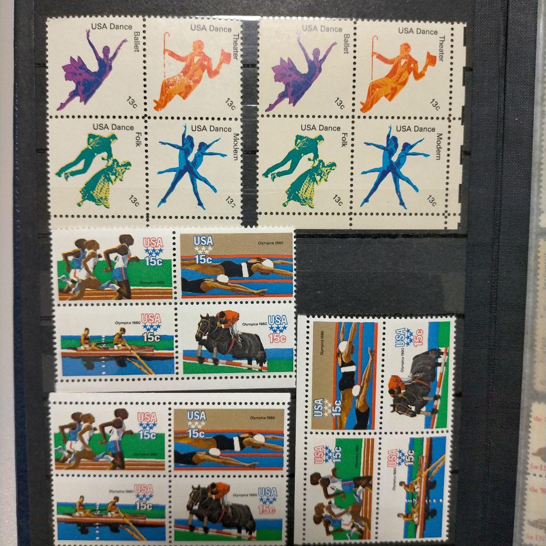 2115 外国切手 アメリカ 大量16ページ分未使用 田型多数 アルバム付き