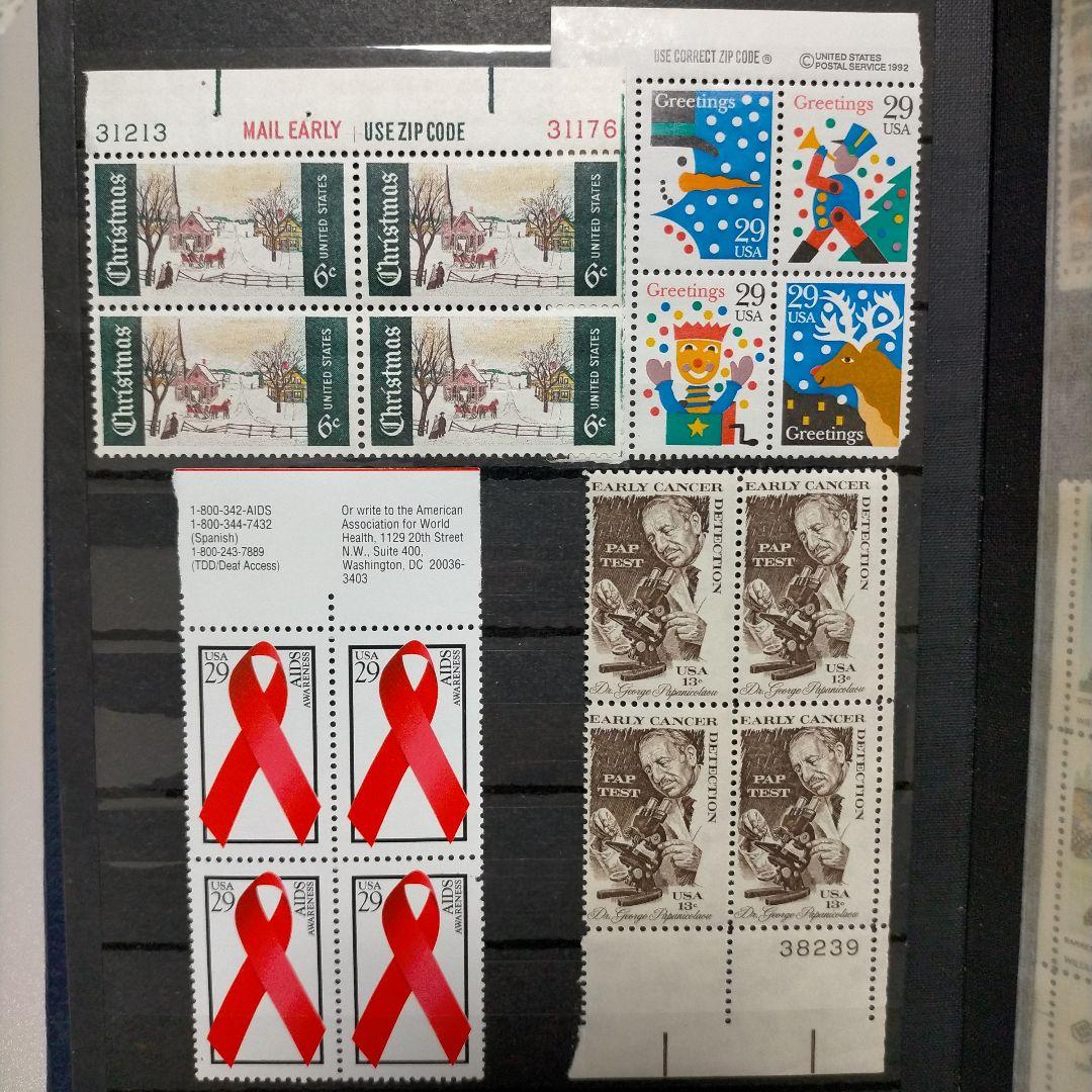 2115 外国切手 アメリカ 大量16ページ分未使用 田型多数 アルバム付き