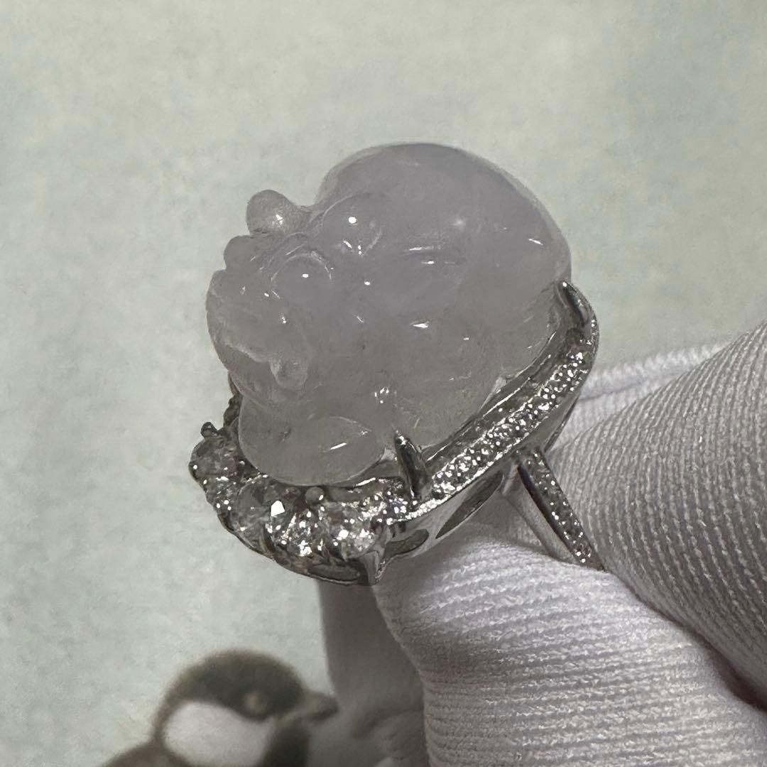 天然ミャンマー産A貨翡翠（ヒスイ）の貔貅リング フリーサイズ