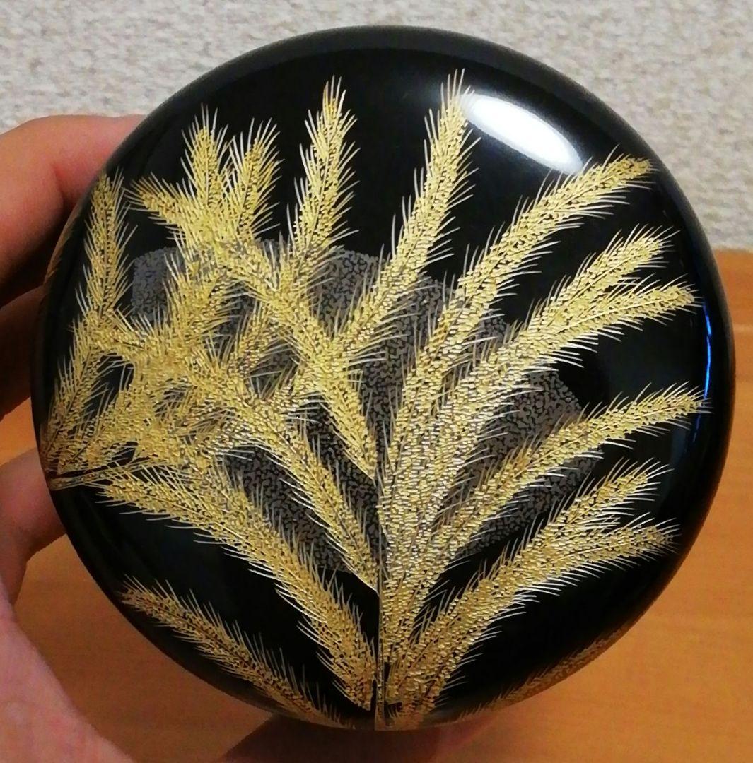 角野岩次作　沈金　秋草　棗　共箱　共布　略歴付　茶道具