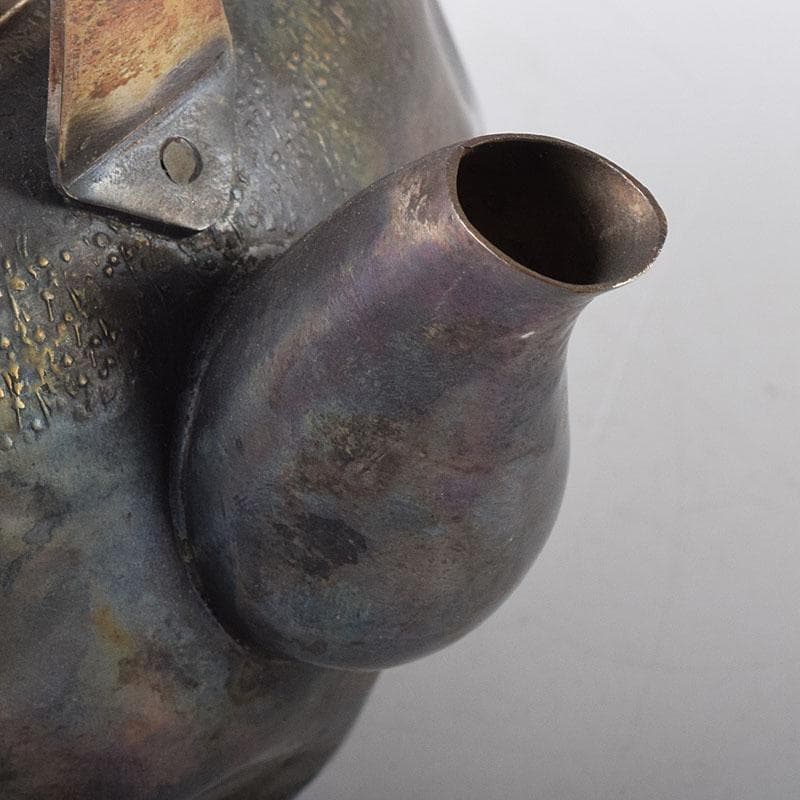 煎茶道具　いぶし銀　槌目　銀瓶　湯沸　急須　重さ約262g　C　8043