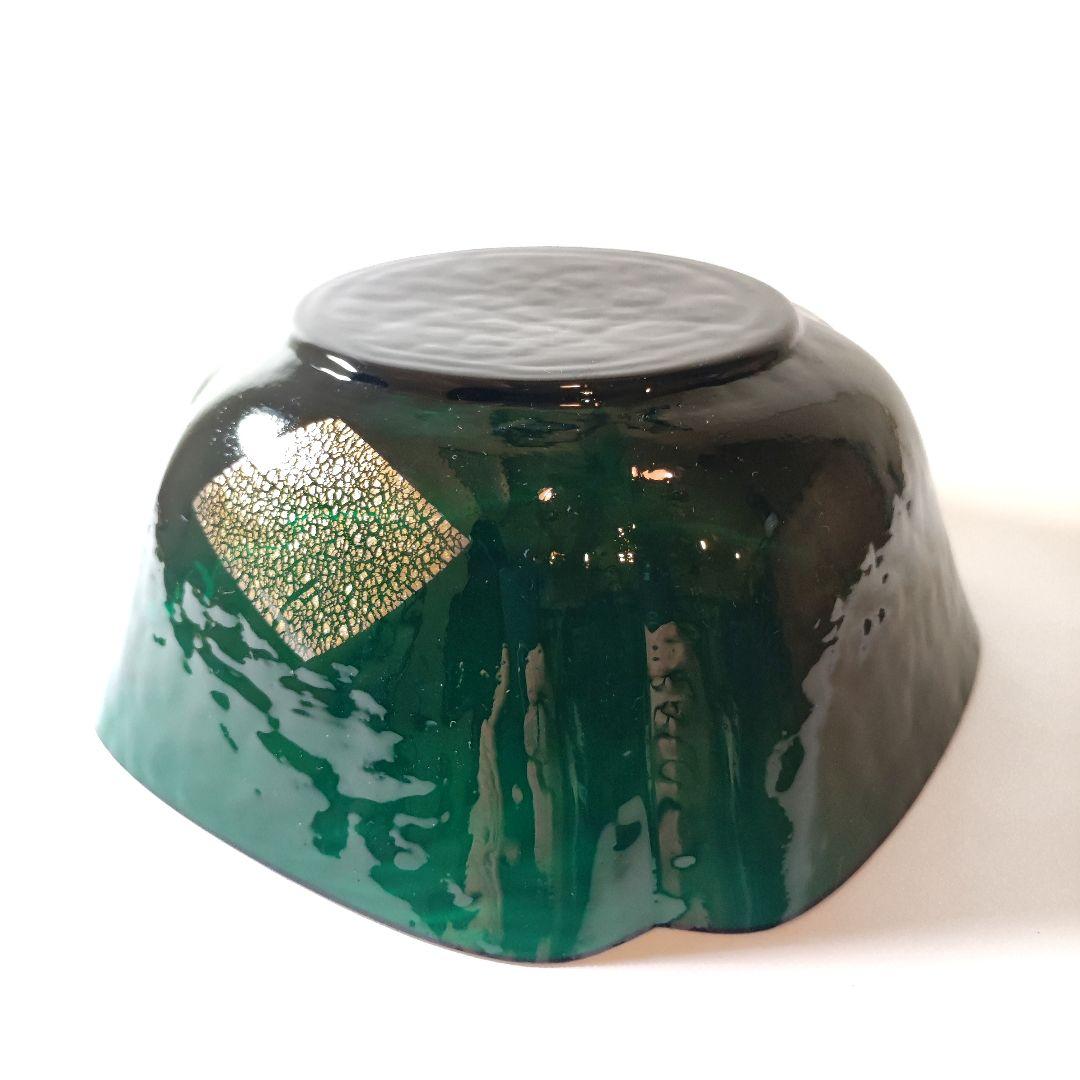 江戸ビードロ　長崎ガラスシリーズ　隅入菓子鉢　（ 江戸ガラス プレスガラス）