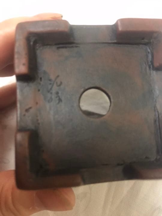 盆栽鉢　時代常滑泥珠釘彫絵付け手作り手捻りミニ盆栽鉢正方鉢山野草植木鉢インテリア