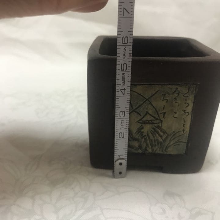 盆栽鉢　時代常滑泥珠釘彫絵付け手作り手捻りミニ盆栽鉢正方鉢山野草植木鉢インテリア