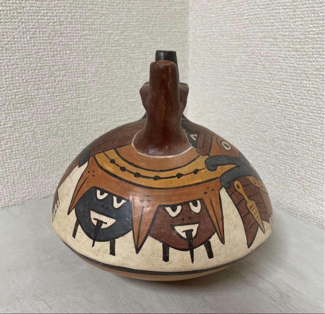 アーチ型(橋型双注口）土器　ナスカ　儀礼用　南米　ペルー　古代アンデス