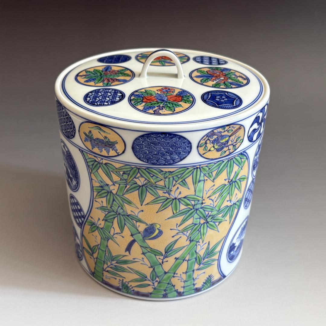 小峠丹山　色絵祥瑞寸胴　水指　茶道具