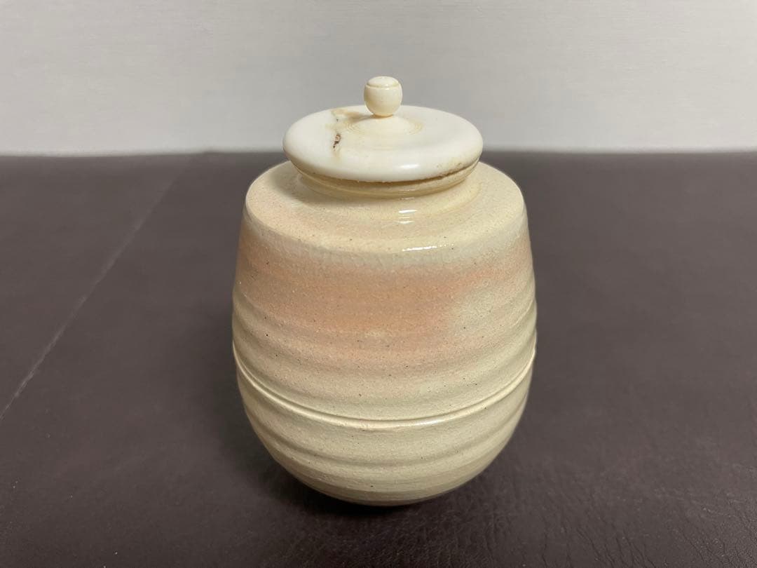 十四代朝日豊斎　鹿背茶入　共箱　仕覆　栞　朝日焼　茶道具　茶入