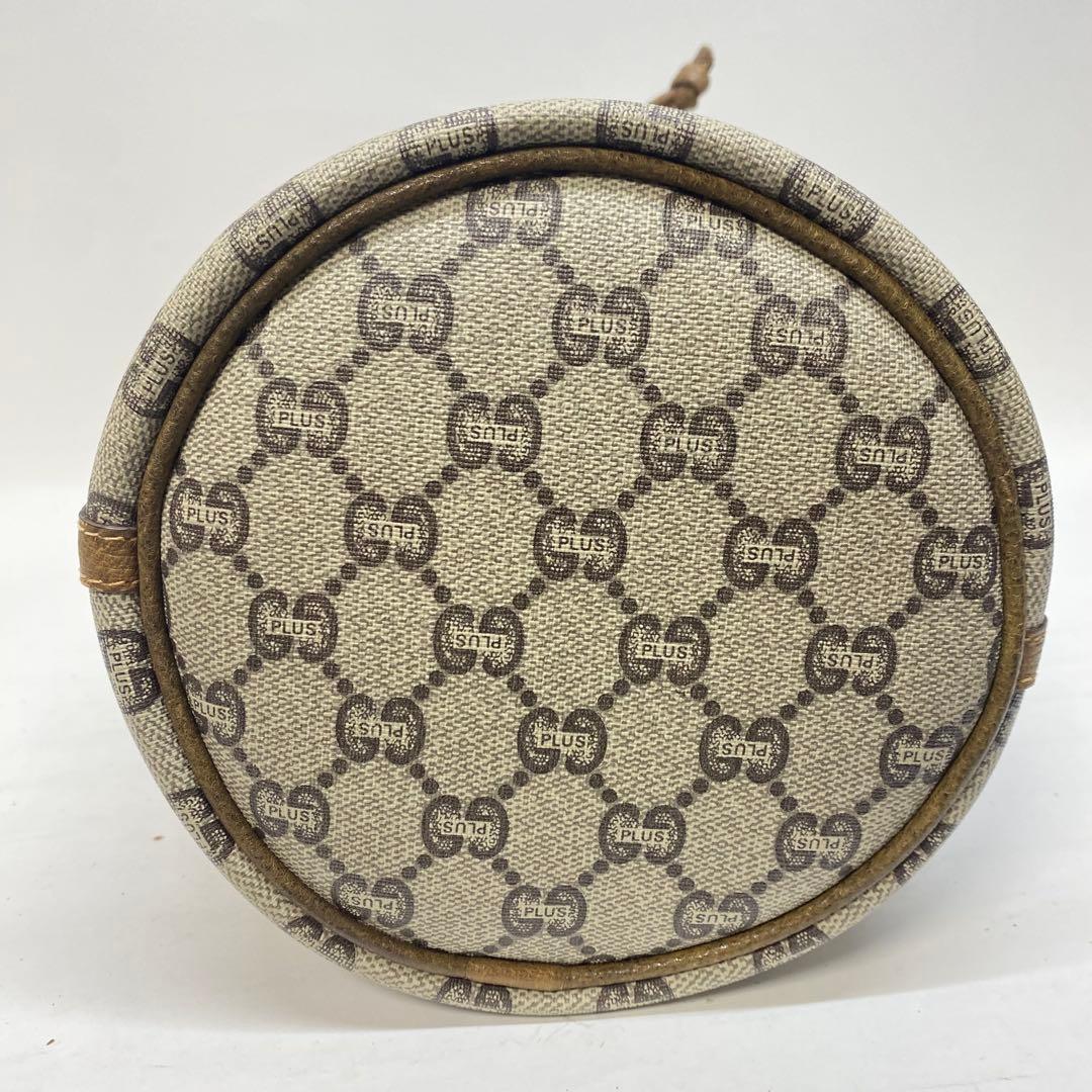 【美品】GUCCI 巾着ショルダーバッグ GGプラス グッチ PVCレザー