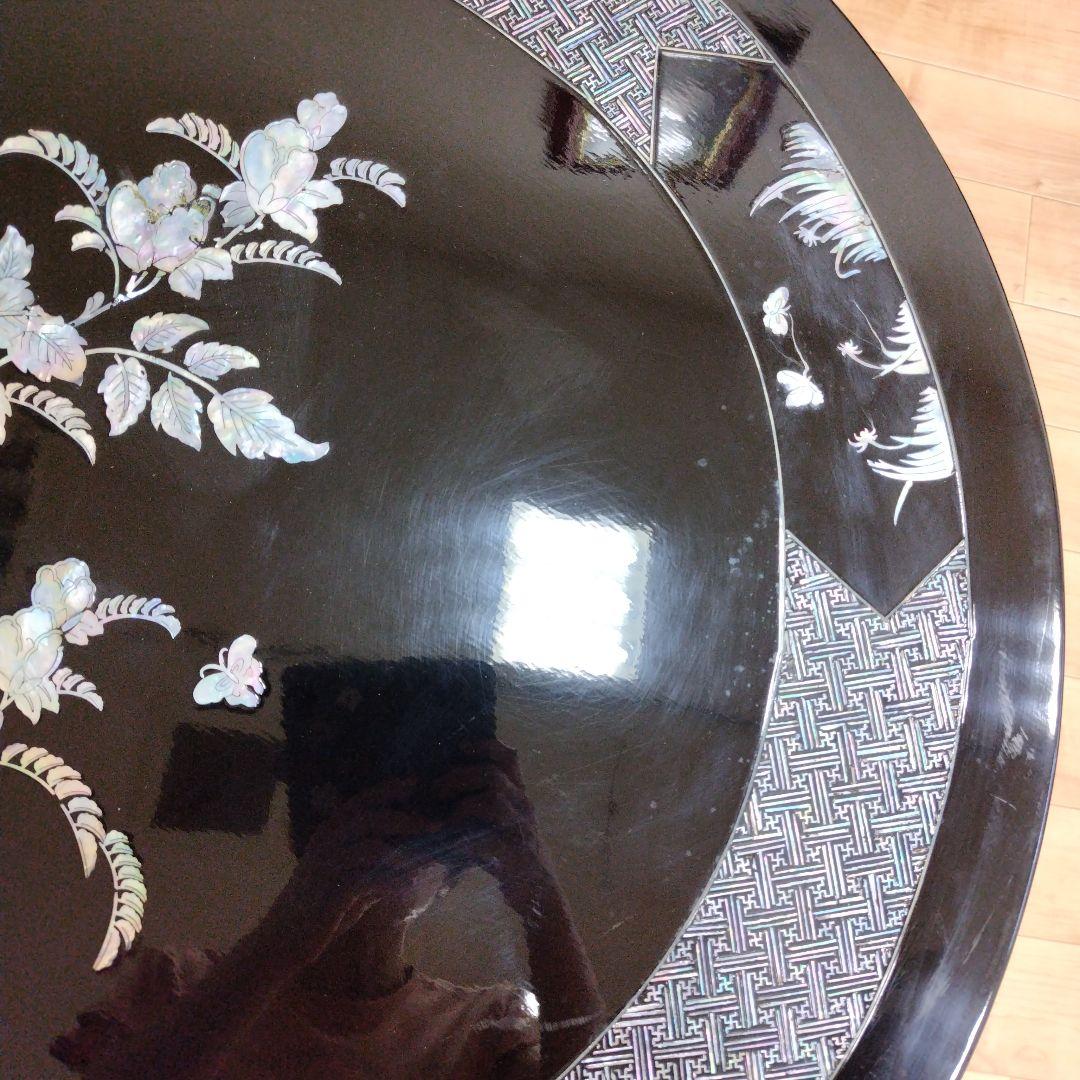 螺鈿テーブル　ローテーブル　座卓　円卓螺鈿　ラデン　高級　李朝家具