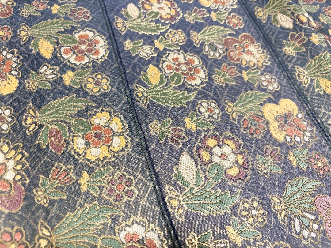 A5 更紗段文 唐草唐花 金糸 正絹 六通 袋帯 フォーマル O2