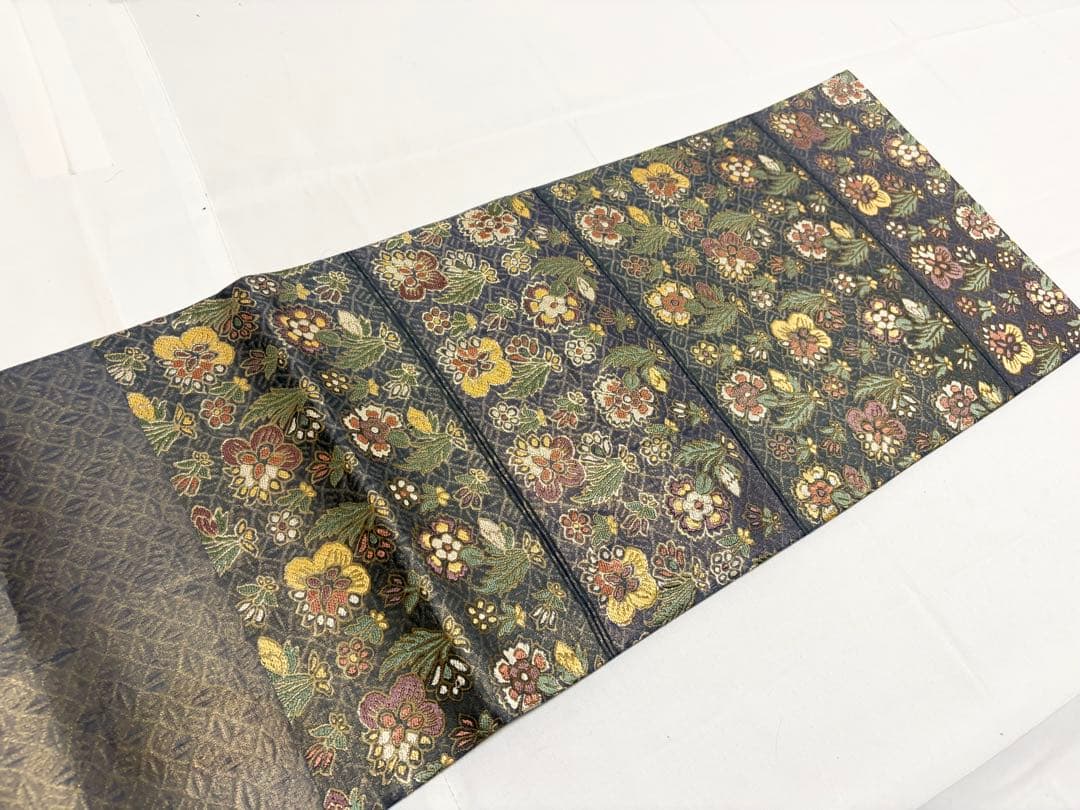 A5 更紗段文 唐草唐花 金糸 正絹 六通 袋帯 フォーマル O2