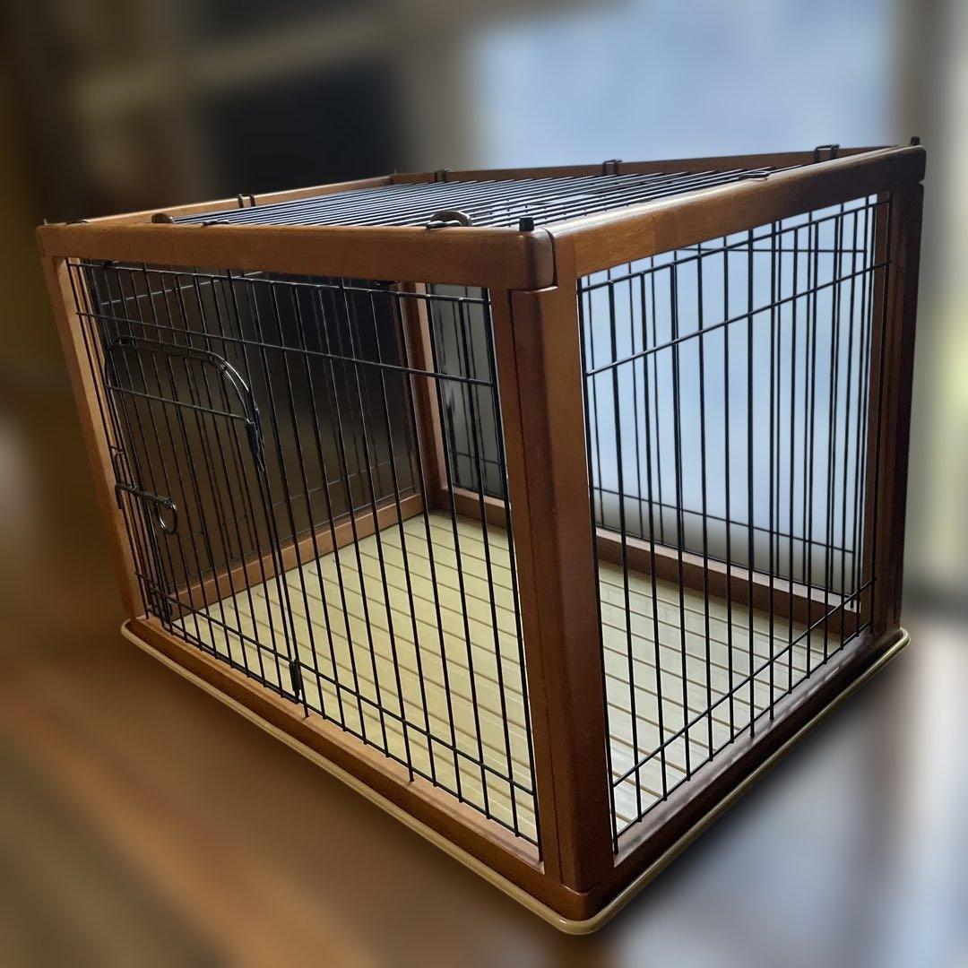 犬用ケージ 小型犬中型犬用 ブラウン　天然木　組み立て簡単　重厚