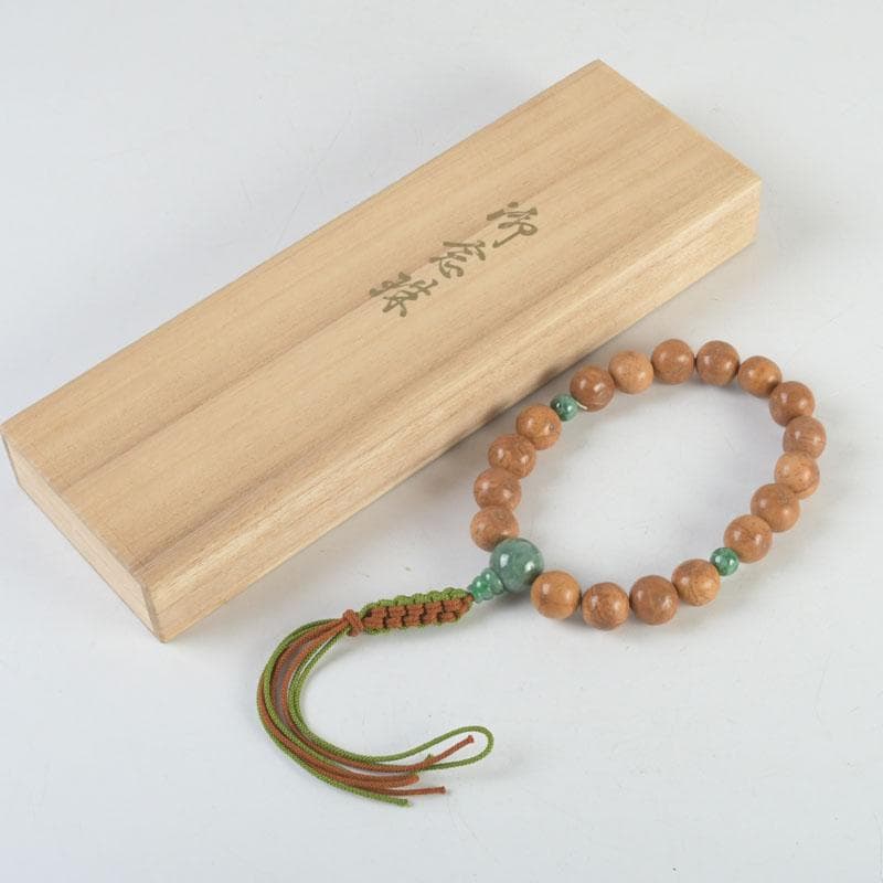 仏教美術　本翡翠　龍眼菩提珠　数珠　念珠　共箱　N　9441