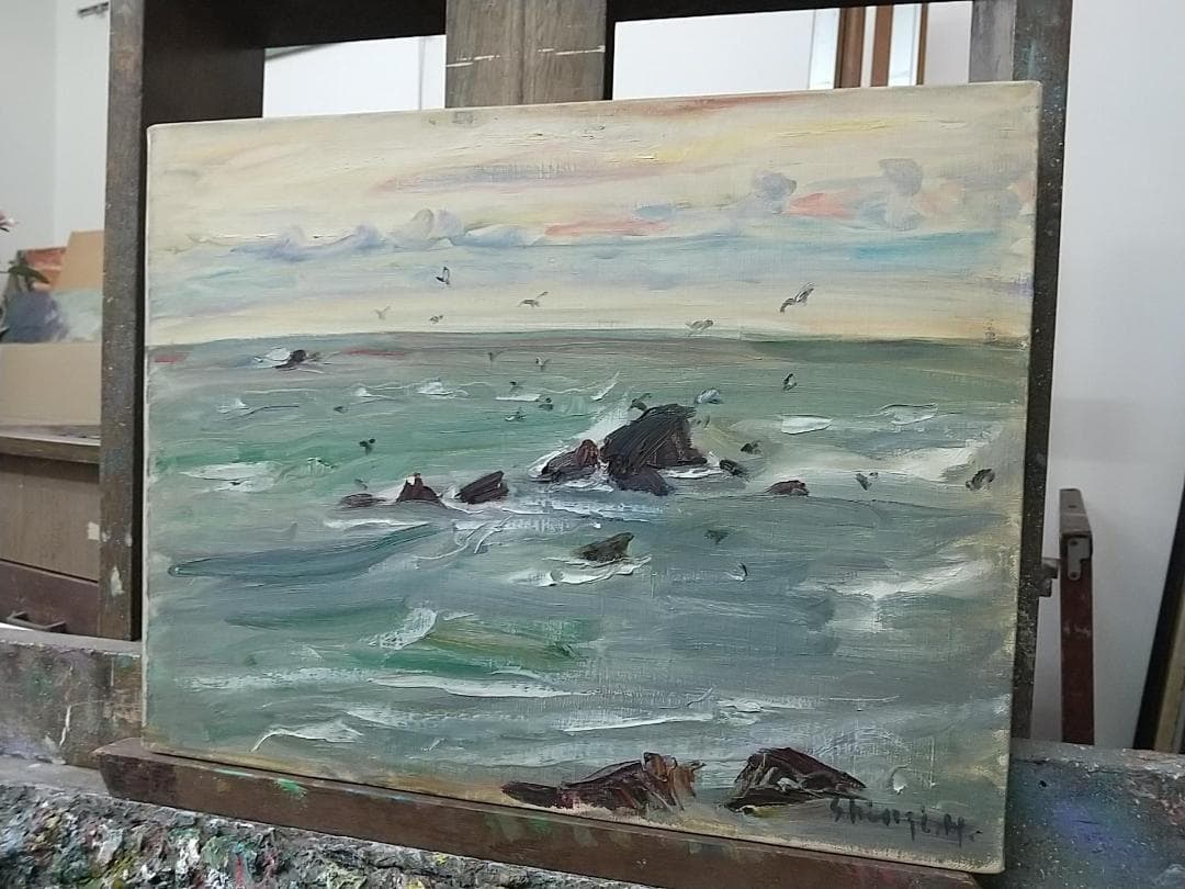 「黒生海岸」 F6 絵画 油彩画 油彩画 風景画 アート