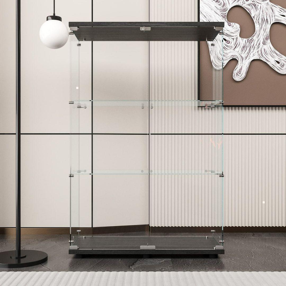 ガラスケース 3段両扉 コレクション フィギュア 棚 ショーケース 黒 2000