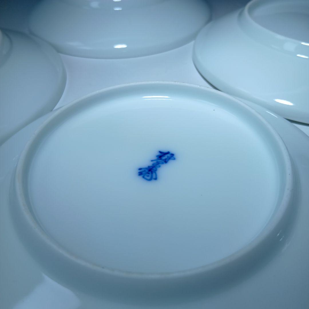 値下げ13代柿右衛門(錦)梅花文皿5枚　共箱　 未使用品　美品