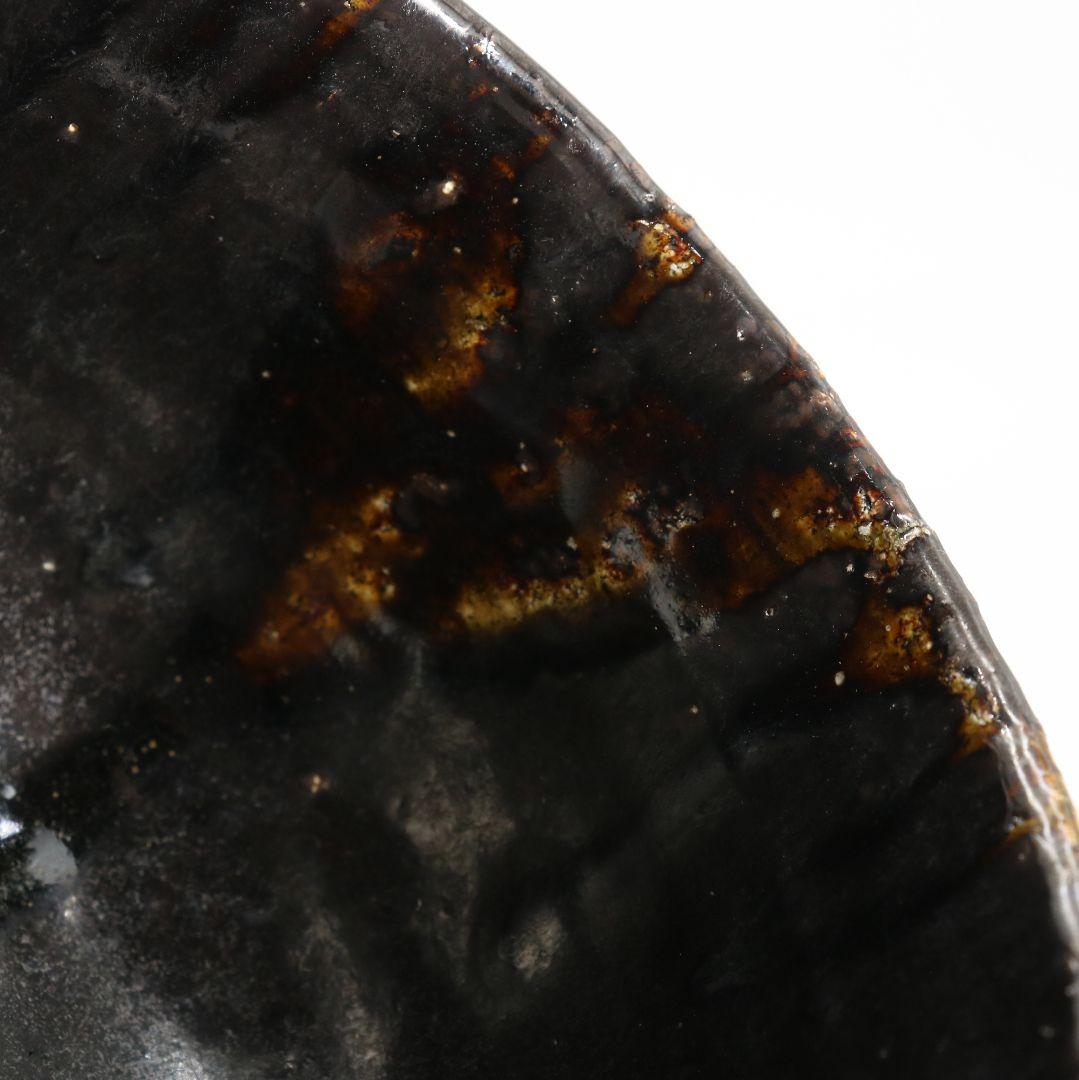 人間国宝 清水卯一作 黒釉茶碗 仕覆付 共箱共布　M837