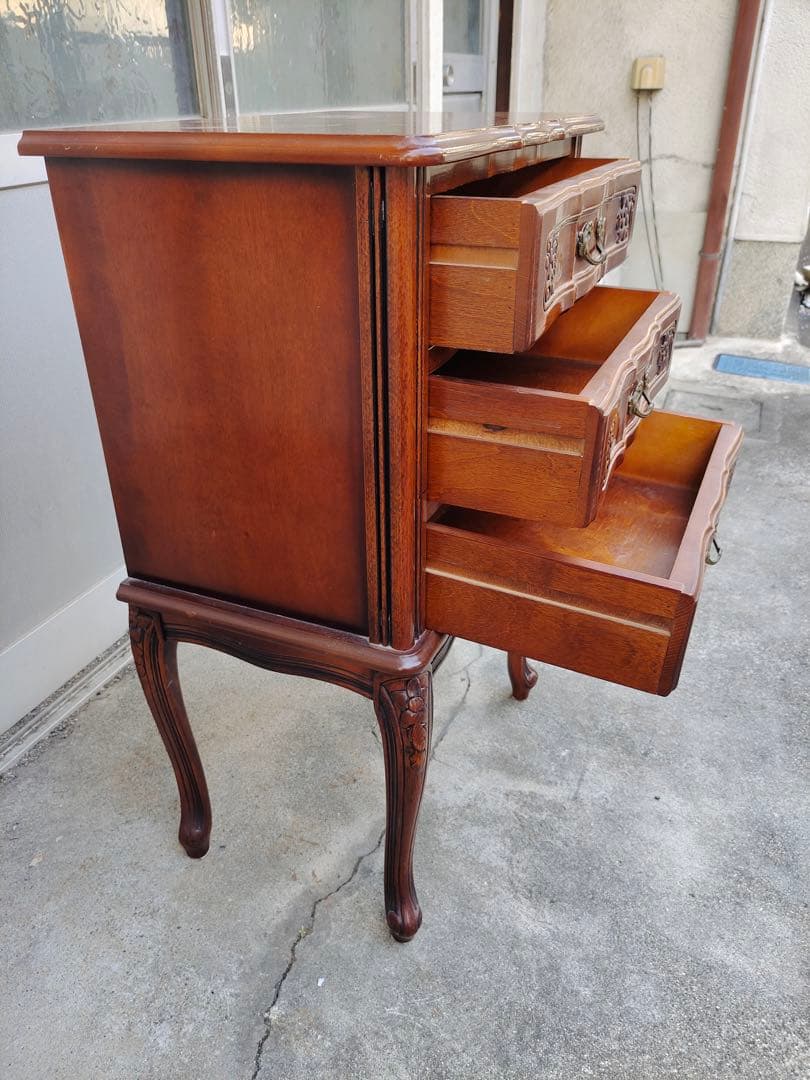 イタリア製　サイトテーブル　コロロ　猫脚　花台　電話台　引き出し　置物台　飾り台