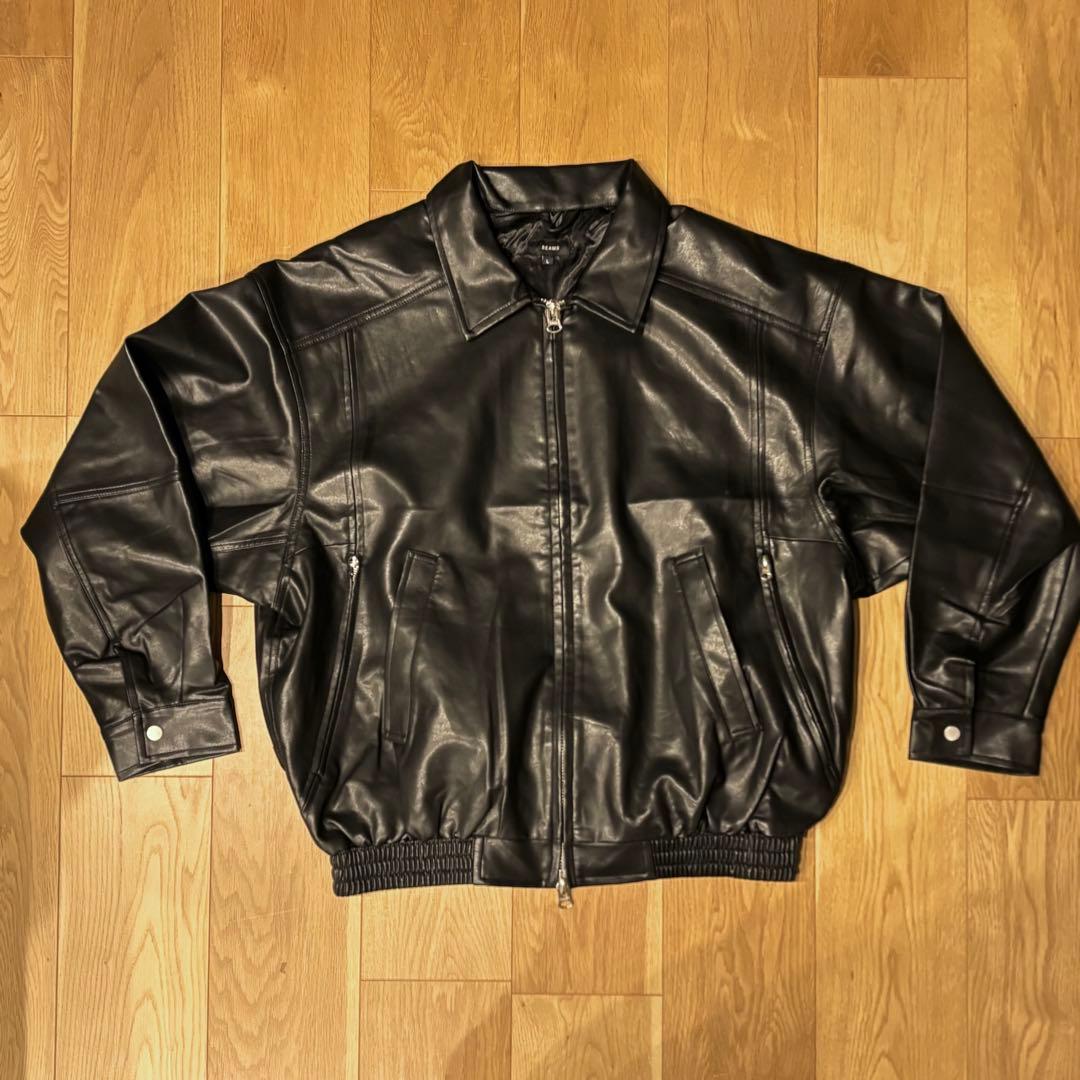BEAMSワイドフィット 4ポケット レザー ブルゾン