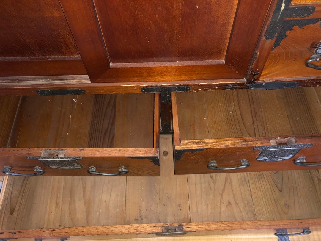 GY0331 和箪笥　帳場箪笥　タンス　古物　昭和レトロ　古道具