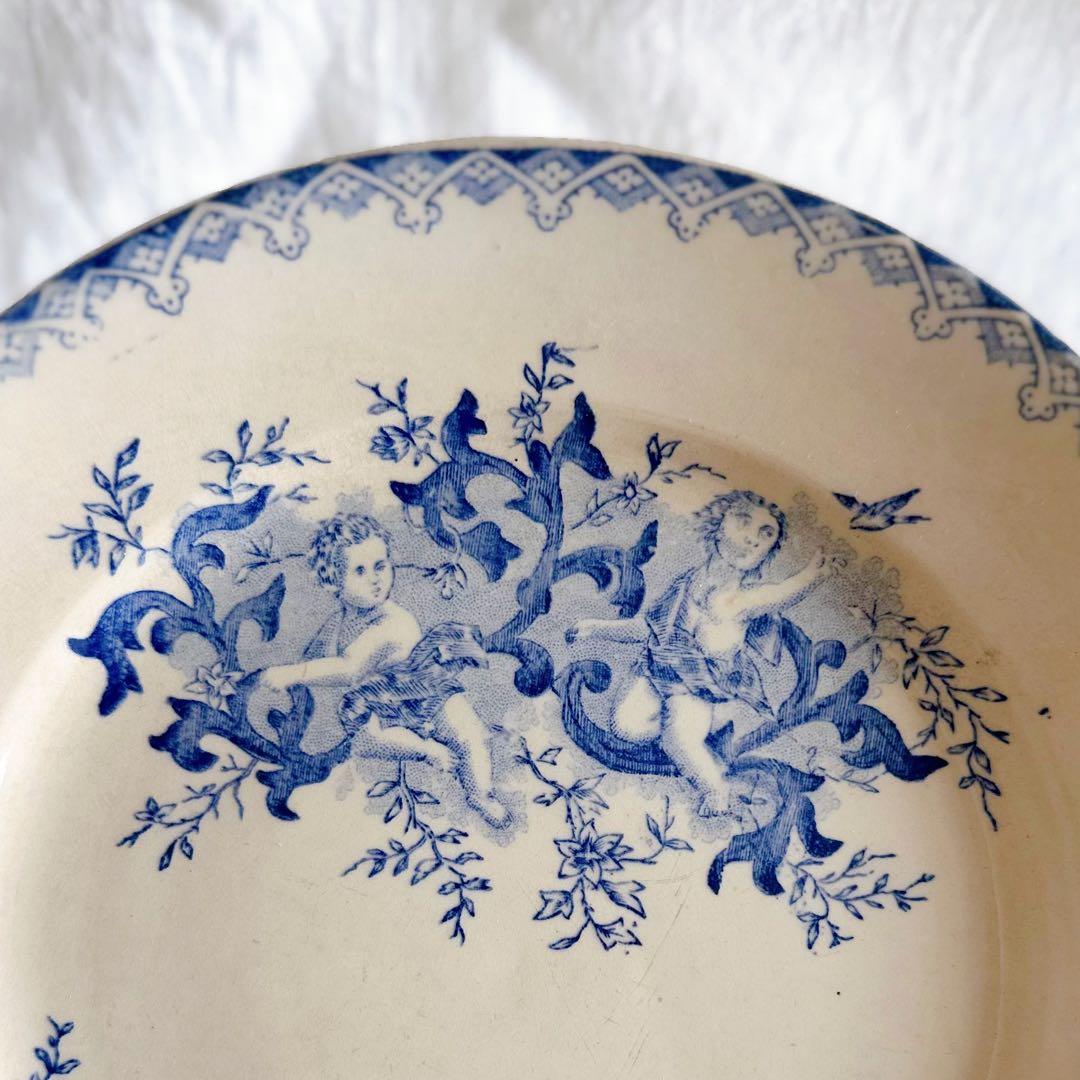 フランス アンティークプレート Onnaing キューピッド ハート