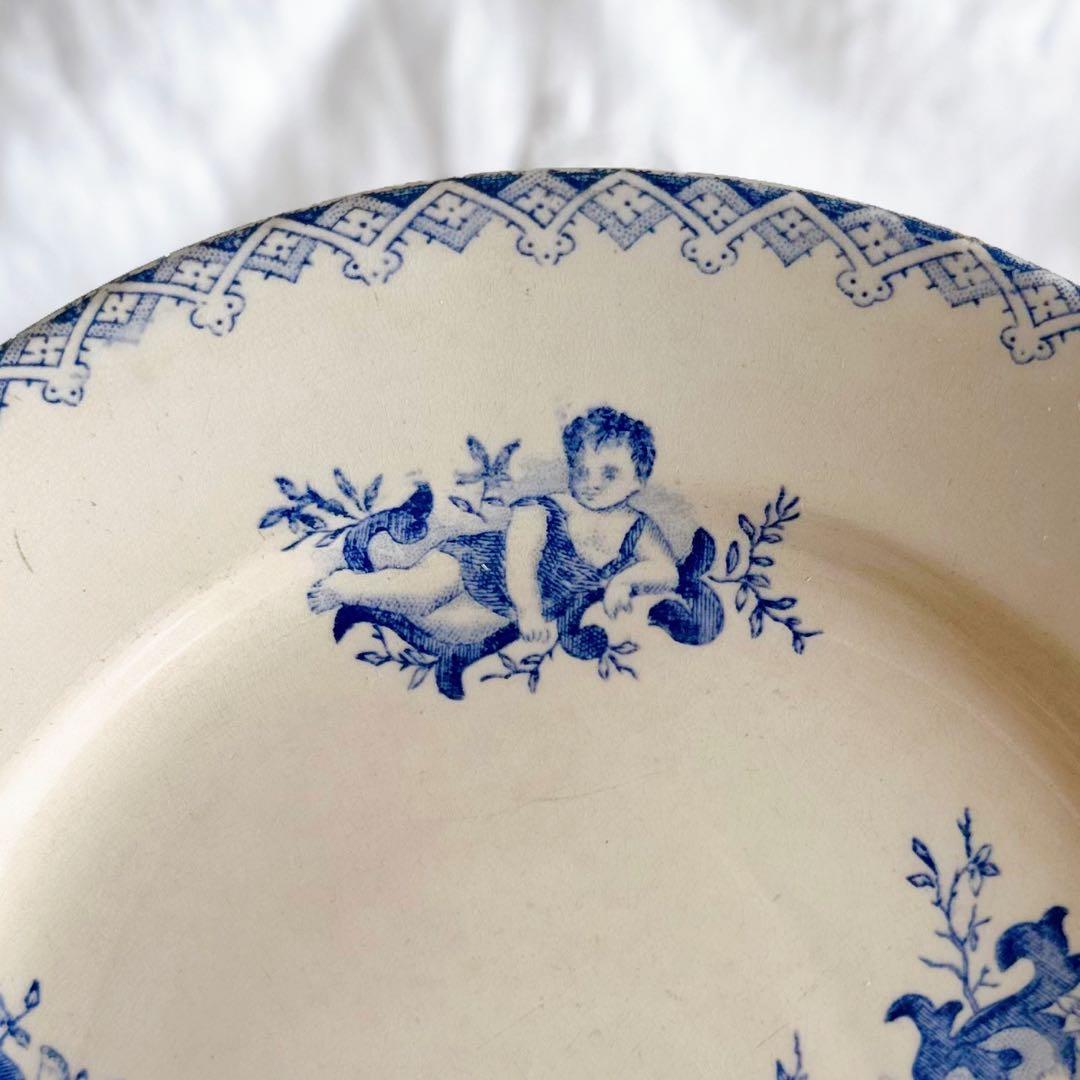 フランス アンティークプレート Onnaing キューピッド ハート