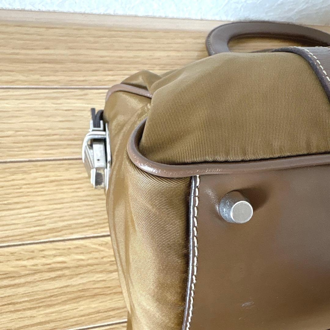 【訳あり・良品】PRADA ミニボストンバック　ミニバッグ　カーキ　ブラウン