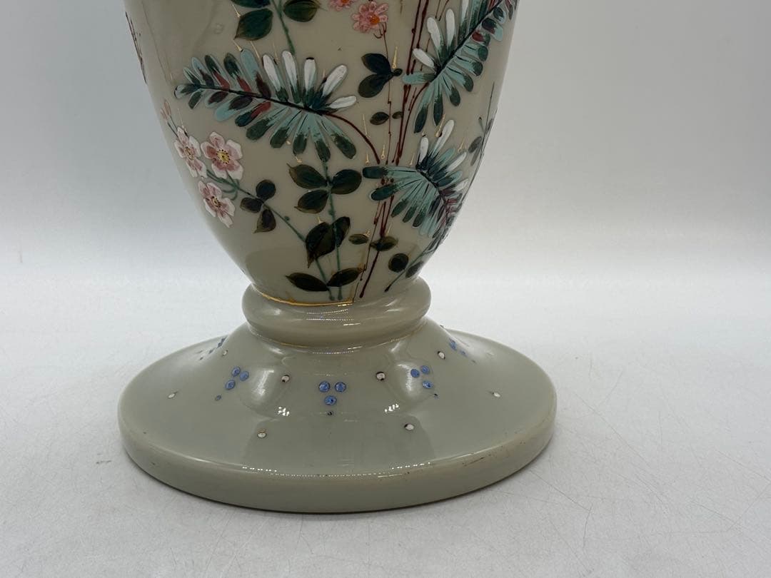 フランス　エナメル彩　花卉紋ガラス瓶　高さ50cm アンティーク送料込み0121