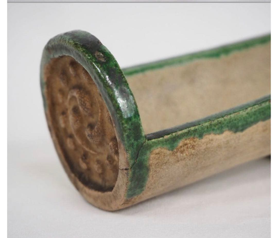 送料無料　江戸時代　豊楽焼『豊助』銘　瓦形茶量　茶道具　本物保証　★大珍品★