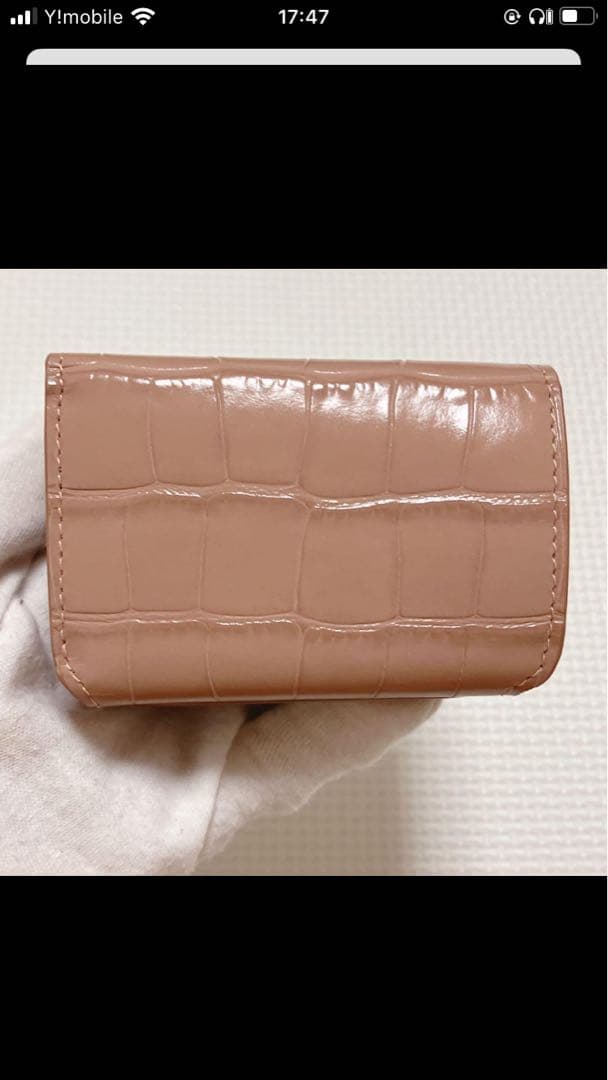 未使用　BALENCIAGA クロコ型押しレザー三つ折り財布　「BB」ロゴ