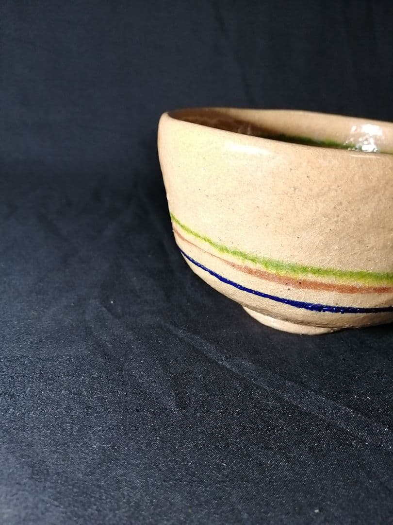 【茶道具】 三代記念三彩色茶碗　八事窯 中村道年作　茶碗253