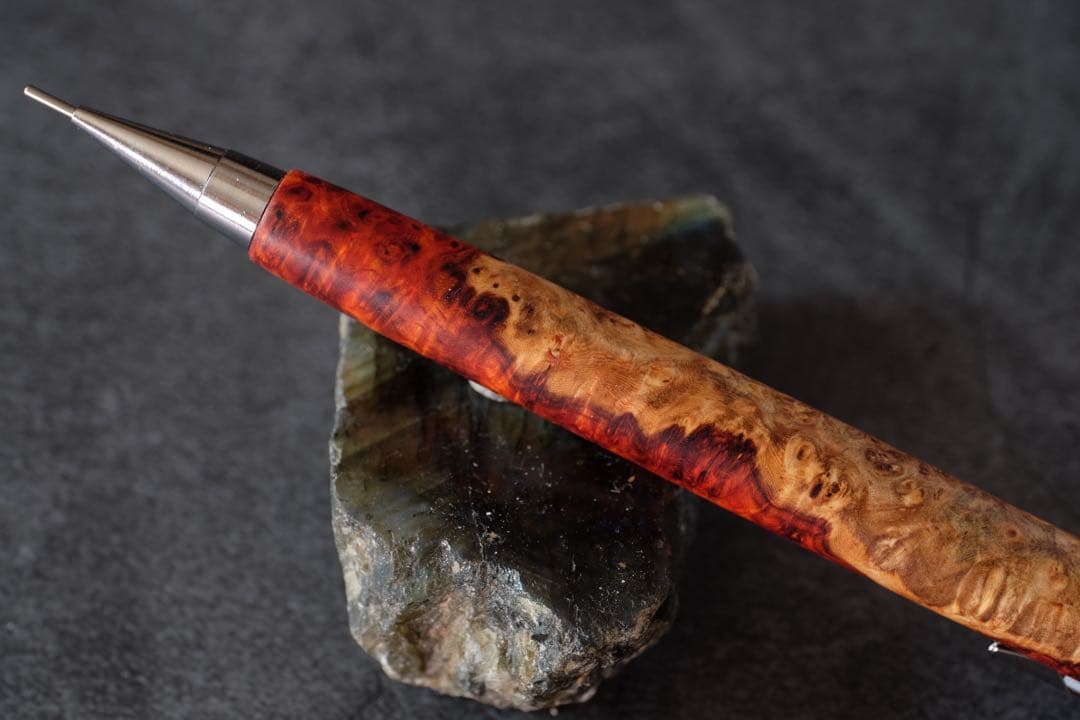 PG5木軸カスタム0170　高村杢工房製図用シャープペンシル　花梨瘤トリコロール