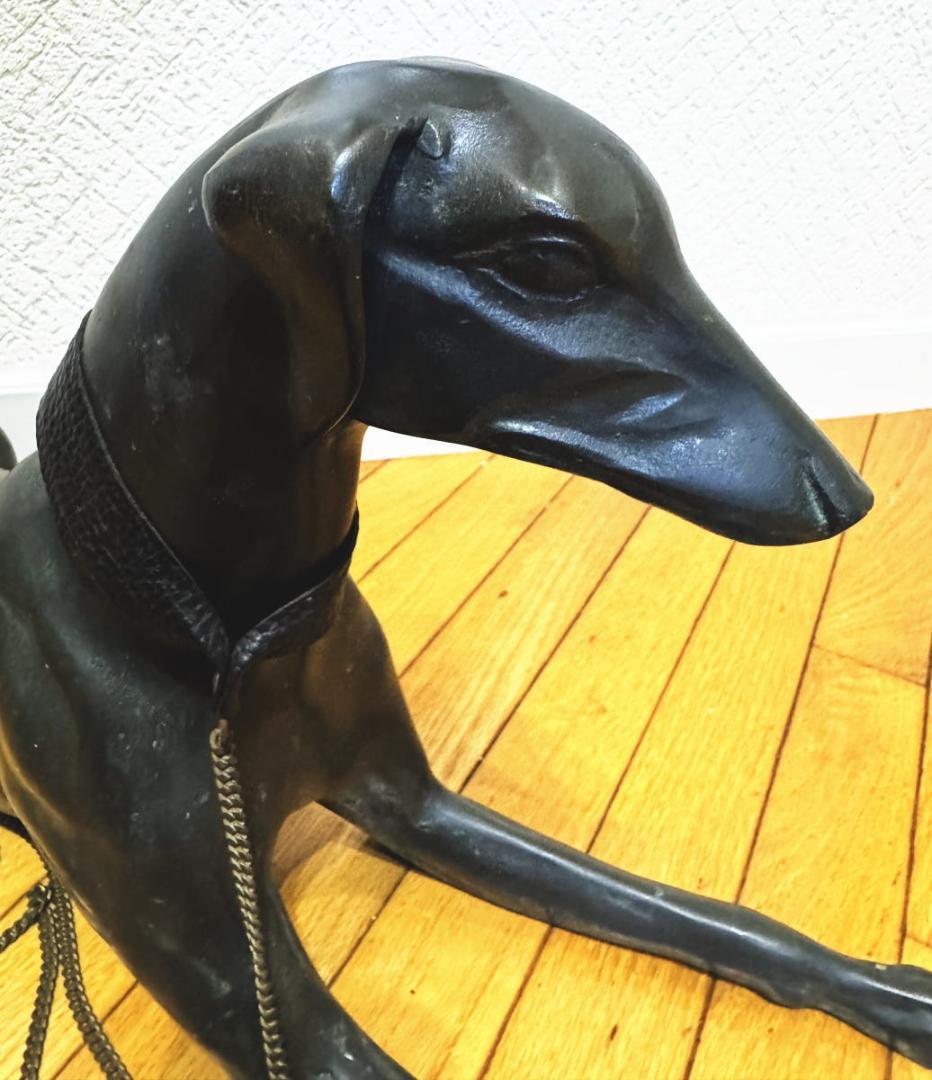 ウィペット犬等身大 緑青 ブロンズ像 彫刻 2体 銅製 時代物 WWST045