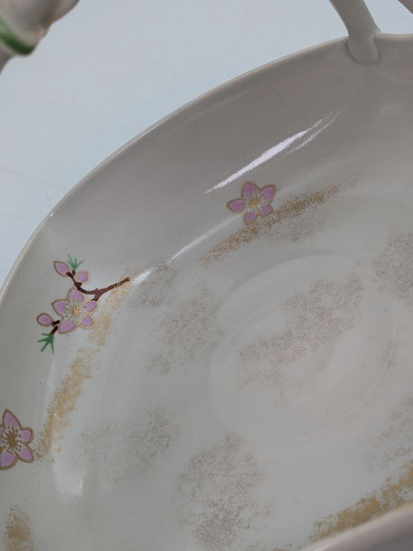 宮本翠浩 京焼 桃の絵手鉢 共箱合布 清水焼 食器 菓子器 菓子鉢 菓子皿 在銘