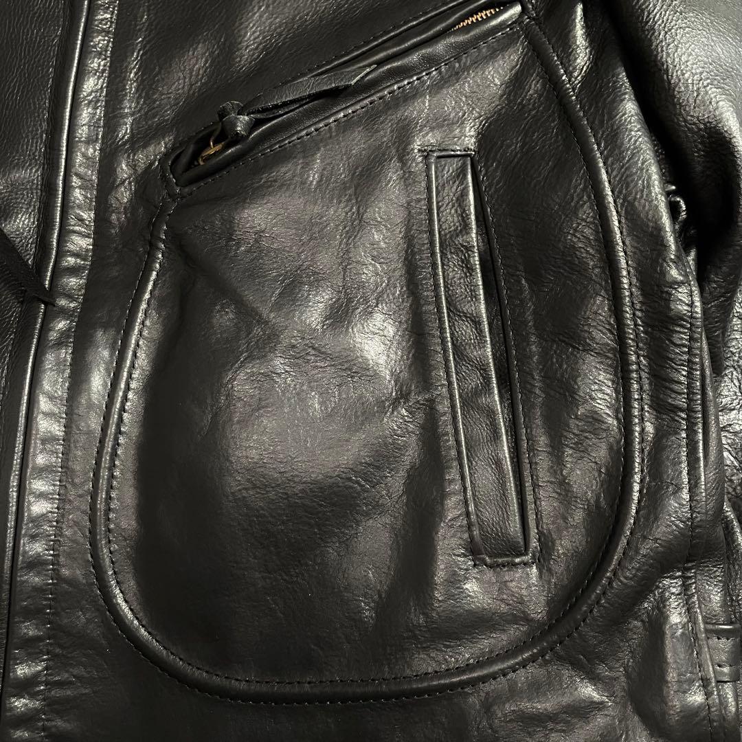 90s ショット ライダースジャケット レザージャケット Dポケット 637