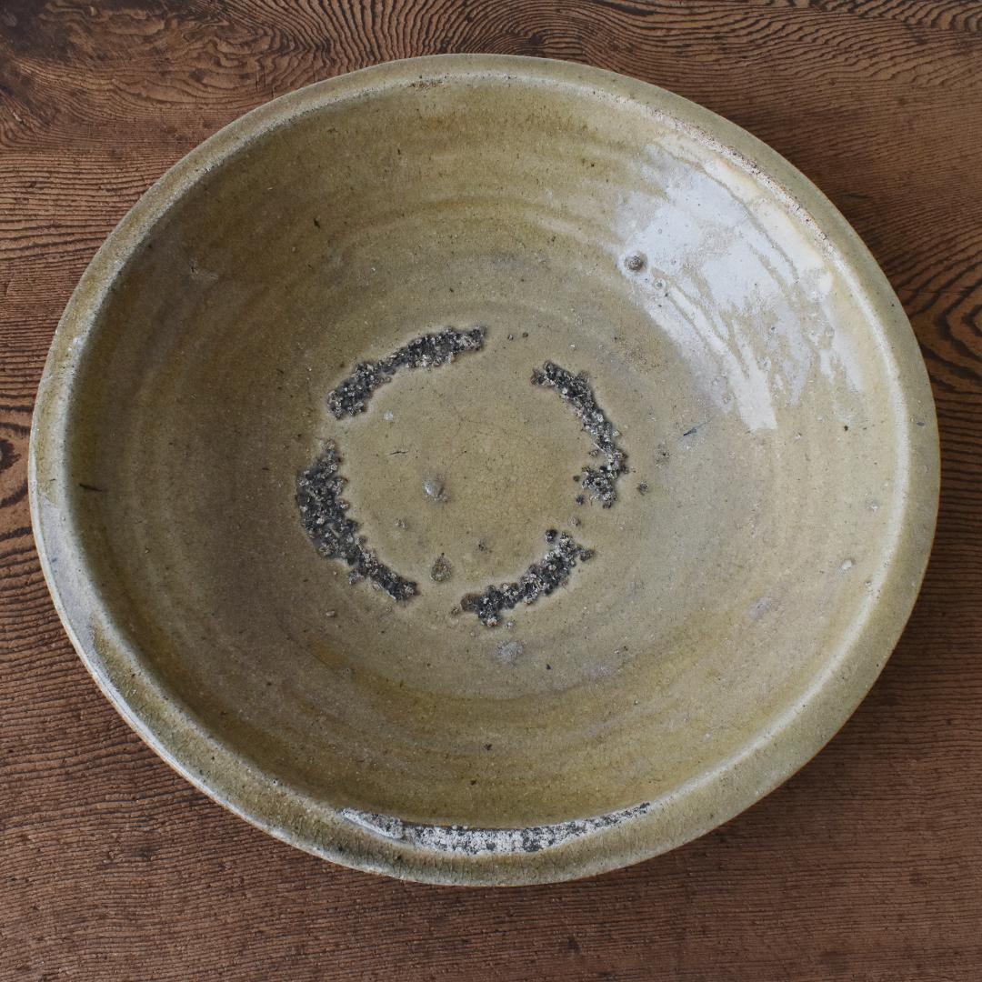 江戸中期 信楽焼 灰釉 大石皿 /瀬戸 常滑 備前 六古窯 古道具 古陶器