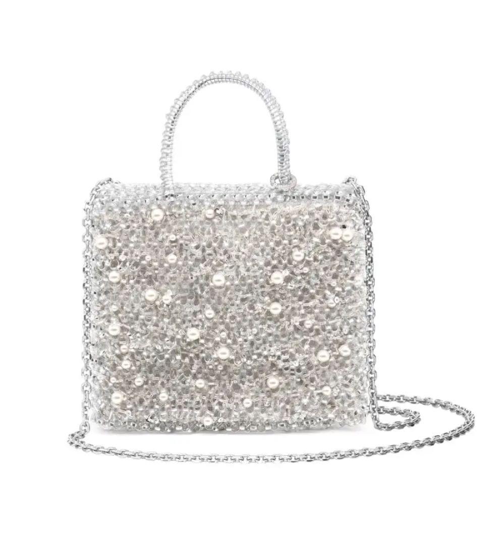 アンテプリマ　ペルラグリッター　ワイヤーバッグパール　シルバー極美品