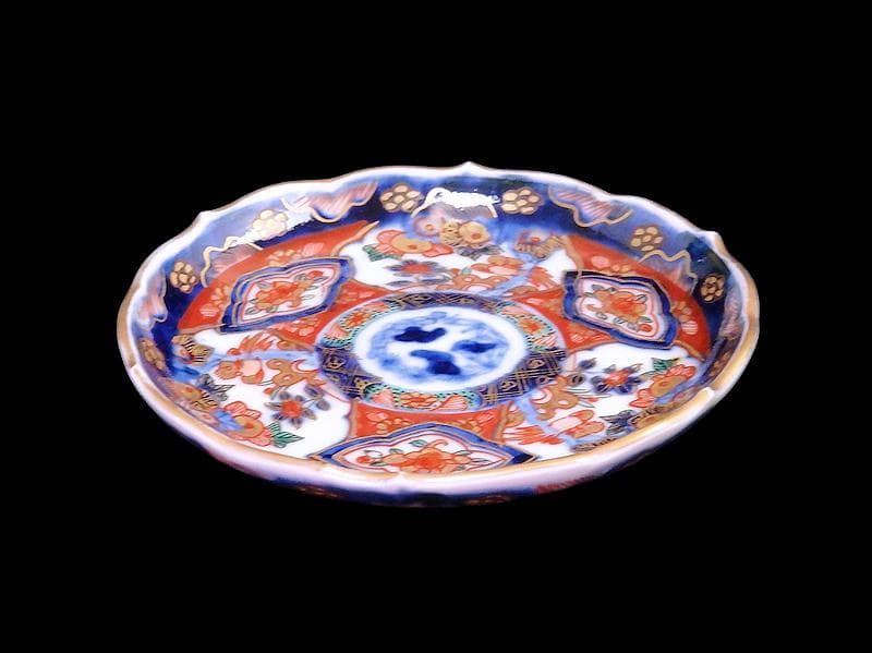 古伊万里　金襴手　橘に花鳥紋の図　豆皿　手塩皿　F222AS-fbtd