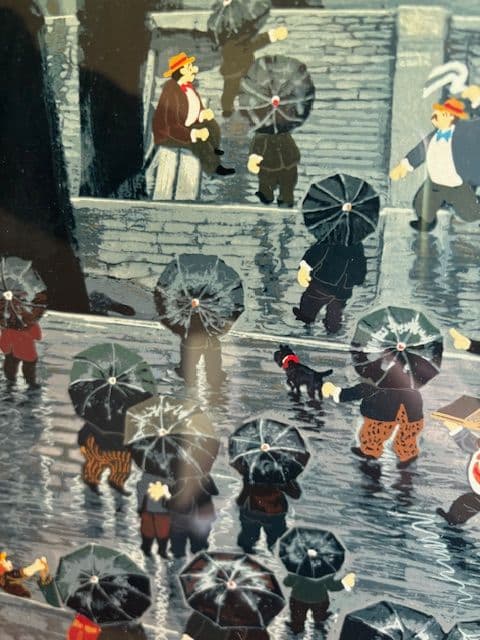 ヒロ　ヤマガタ【モンマルトルの雨傘】サイン　エディション有り　美品 　100ｃｍ