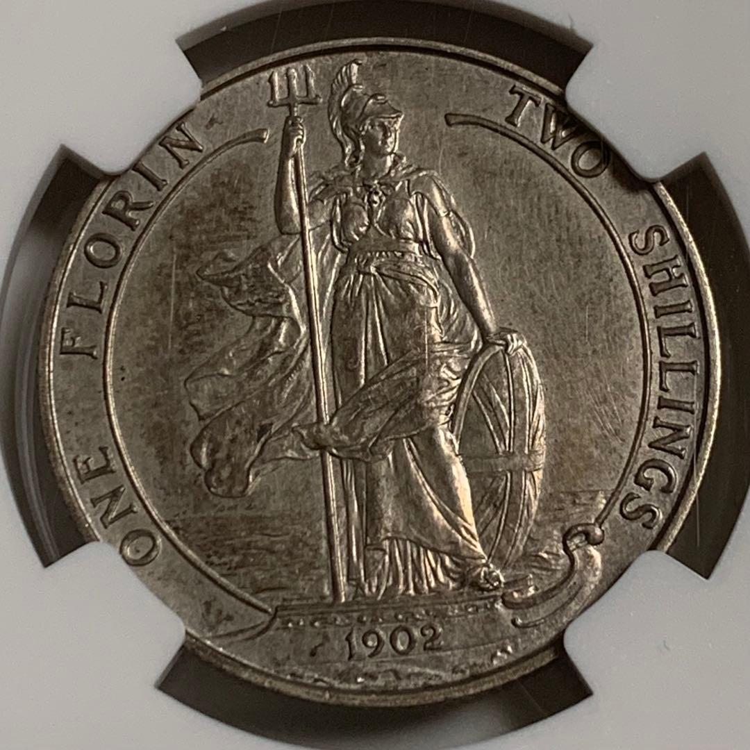 1902年 エドワード7世 フローリン銀貨 PF61MATTE