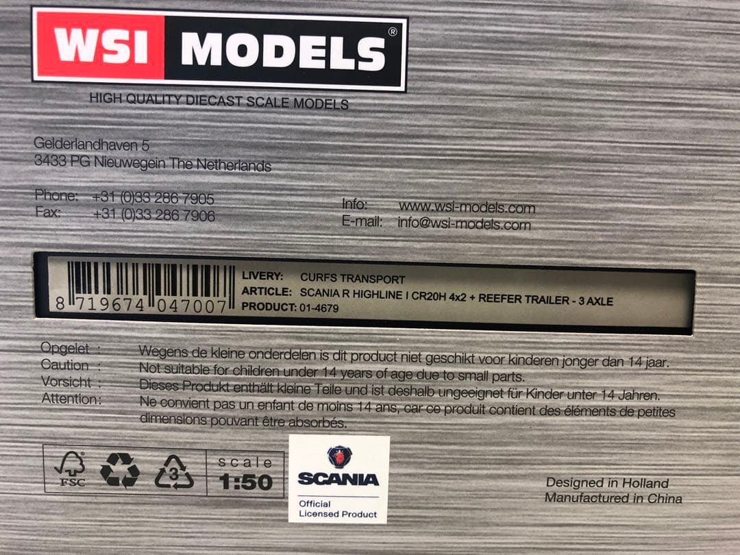 1/50 WSI スカニア トレーラー 期間限定割引