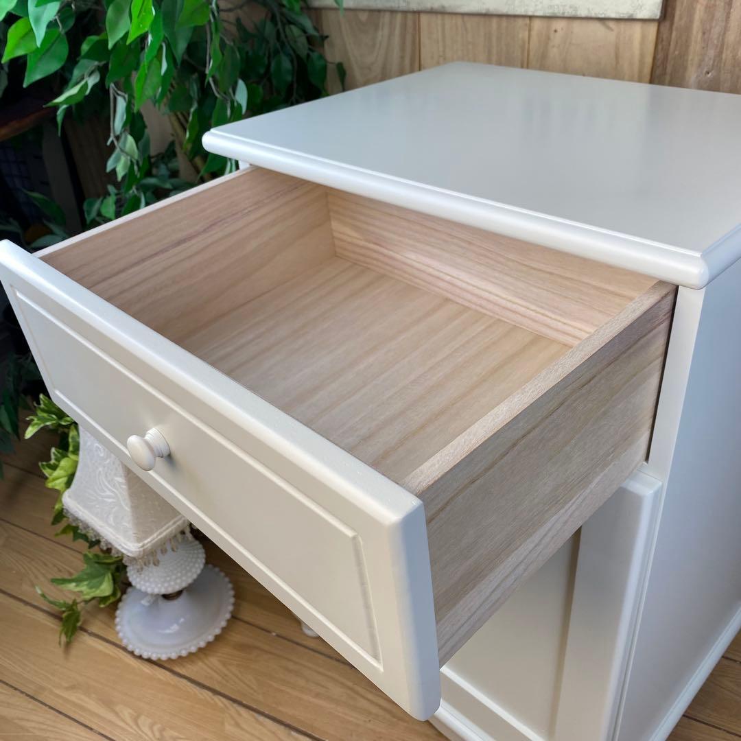 訳あり品【131】フレンチカントリー調ホワイトサイドキャビネット飾り棚収納家具